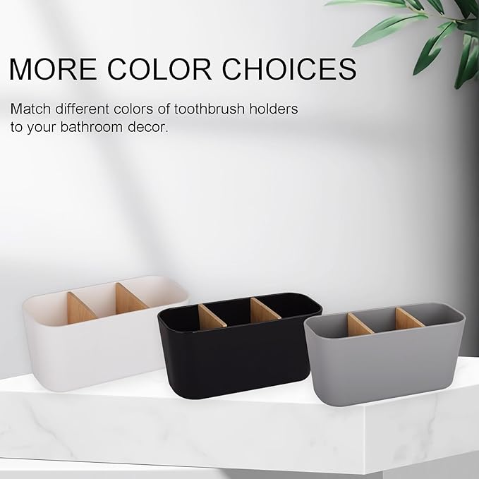 Toothbrush Holders for Bathrooms, Bamboo Tooth Brush Holder - Image 5