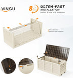 VINGLI 75 Gallon Collapsible Outdoor Storage Box, Simple-to-assemble Plastic Storage Containers with Lid, Patio Deck Box Furniture for Garden, Pool, Balcony, Yard (Coffee) - Image 2