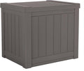 Suncast 22-Gallon Small Deck Box - Lightweight Resin Indoor/Outdoor Storage Container and Seat for Patio Cushions and Gardening Tools - Store Items on Patio, Garage, Yard - Stone Gray, Made in the USA by Suncast