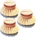 Classic Dish Brush Replacement Head 3 Packs, Natural Bristle Tampico Fiber by AMERWASHPLUS