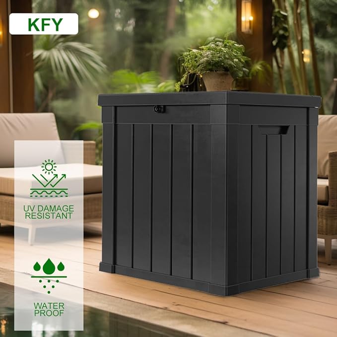 50 gallon deck box,All-weather resin material outdoorstorage box easy to install and portable,Suitable for indoor and outdoor scenes (black) - Image 8