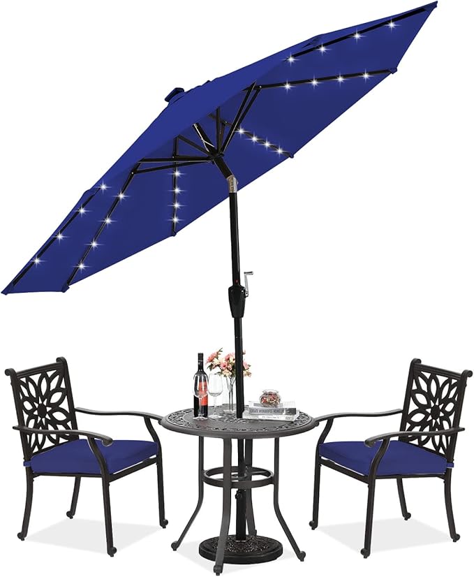 ABCCANOPY Durable Solar Led Patio Umbrellas with 32LED Lights 9FT (Royal Blue) by ABCCANOPY