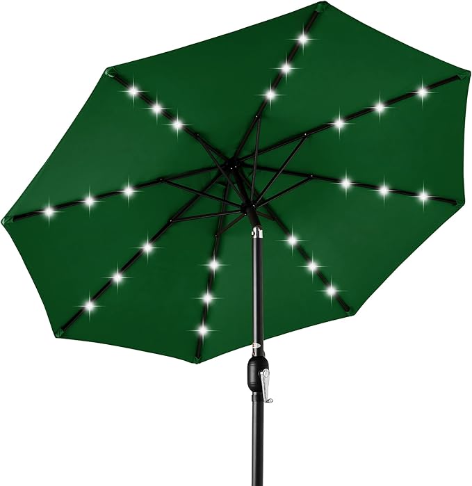 Best Choice Products 10ft Solar Polyester LED Lighted Patio Umbrella w/Tilt Adjustment and UV-Resistant Fabric by BestChoiceProducts