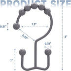 Titanker Shower Curtain Hooks Rings, Rust-Resistant Metal Double Glide Shower - Image 6