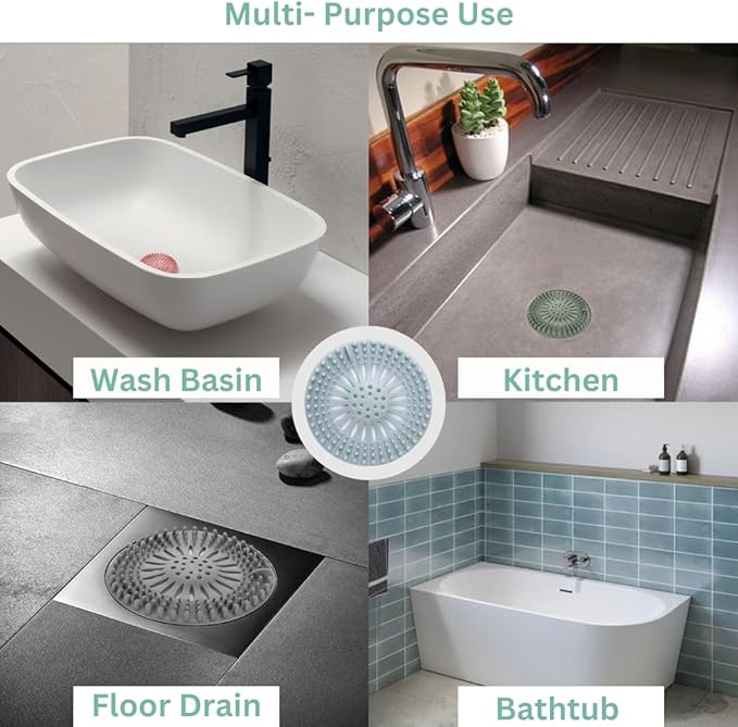 GD 4-Pack Silicone Shower Drain Hair Catcher Anti-Clog Shower Drain, Sink & - Image 3
