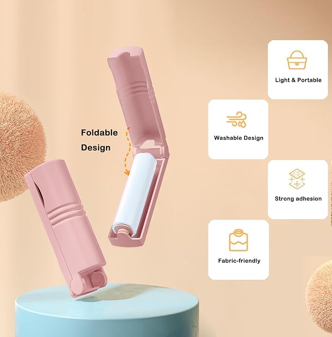 Mini Reusable Lint Roller for Travel, 6 Pack Washable Foldable Lint Remover - Image 6