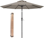 AreShark 9 FT Patio Umbrella for Outdoor, Outdoor Umbrella with Push Button Tilt and Crank, Outdoor Patio Umbrellas with 8 Sturdy Ribs for Market, Garden, Deck, Backyard, Pool (Mist Gray) - Image 8