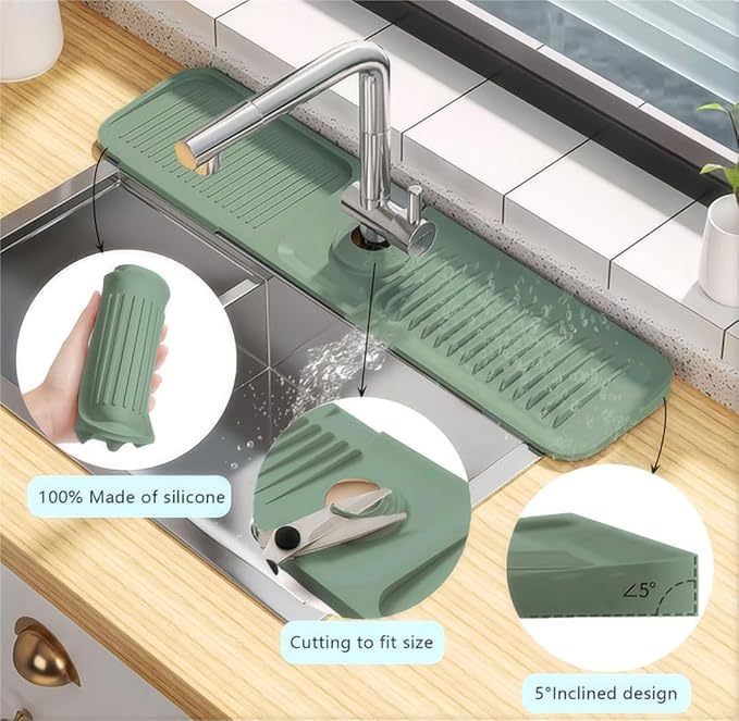 Kitchen sink faucet guard, 17.7”silicone sink splash guard, Faucet splash guard - Image 4