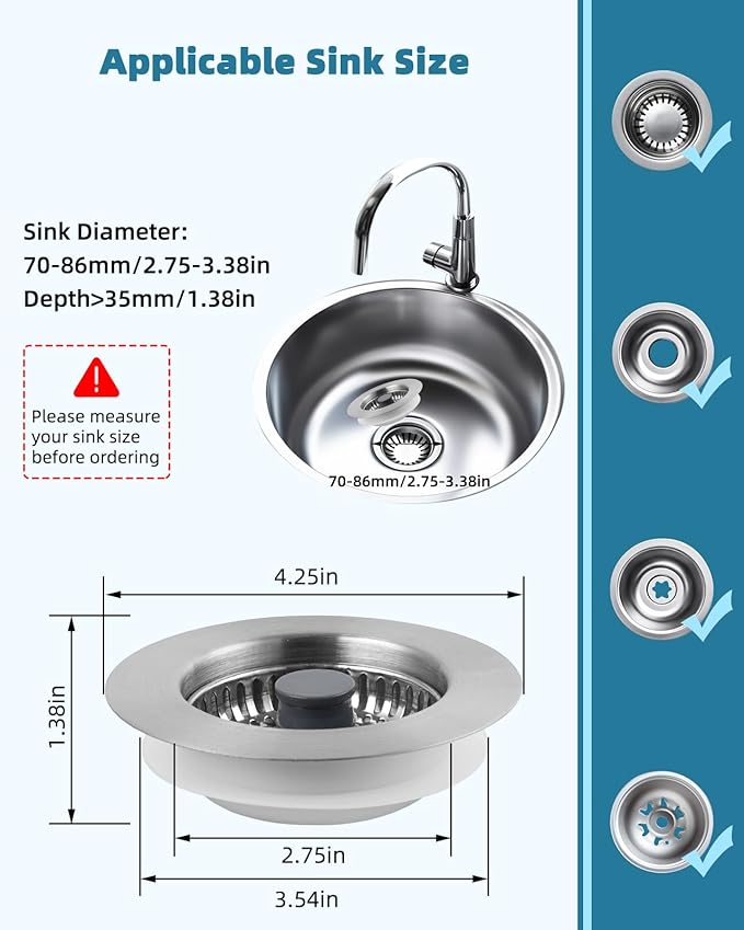 Hygie Rinse All Metal Sink Drain Strainer - Image 6