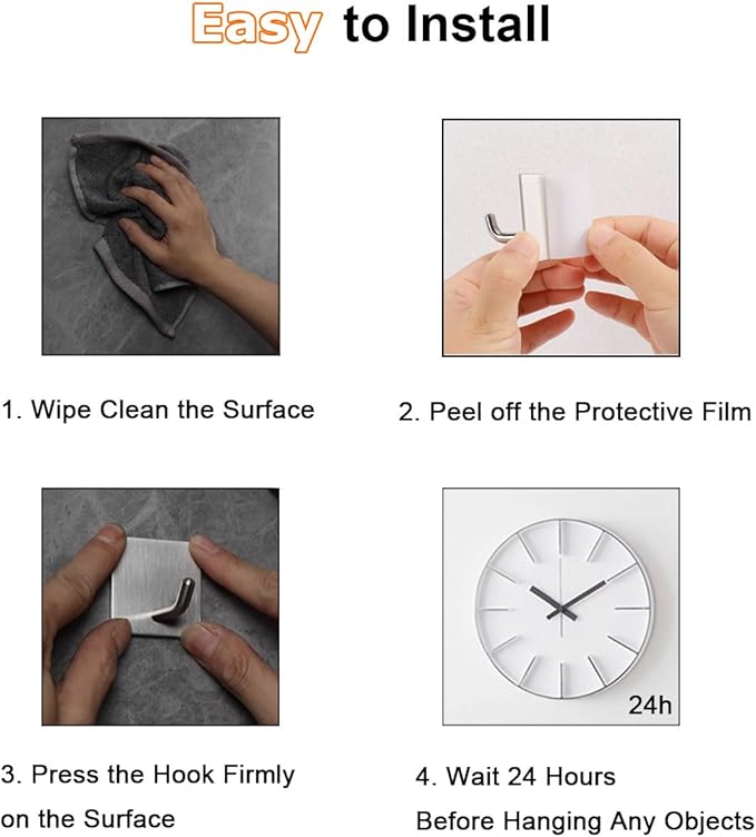 8 Pack Adhesive Wall Hooks, Self-Adhesive Hooks - Image 6