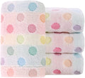 Pidada Hand Towels Set of 4 Colorful Polka Dot Pattern 100% Cotton Soft by Pidada