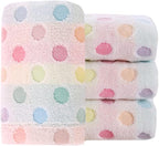 Pidada Hand Towels Set of 4 Colorful Polka Dot Pattern 100% Cotton Soft by Pidada