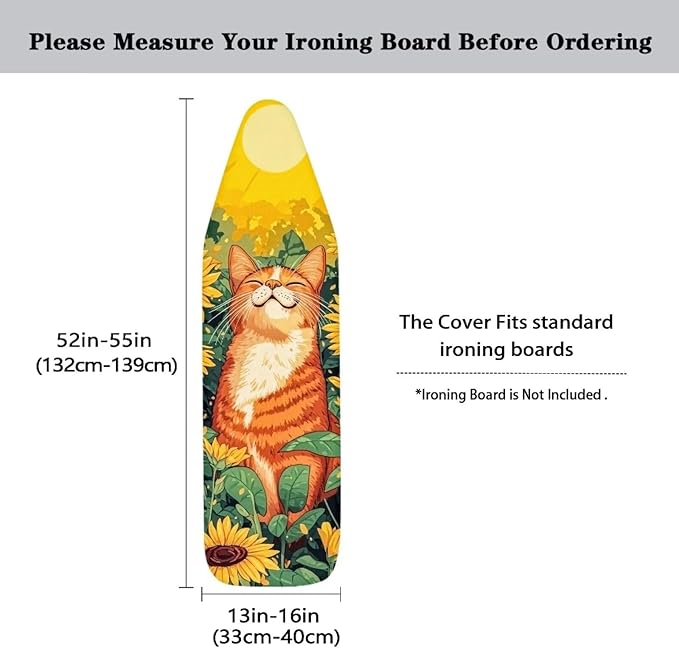 Ironing Board Cover, Cat Sunflower 15x54 Inch Standard Ironing Board Cover - Image 5