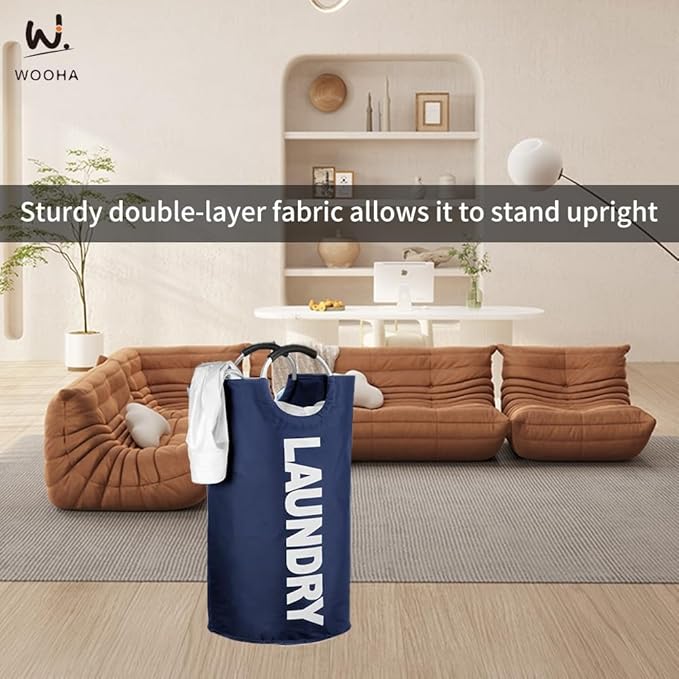 WOOHA 125L Large laundry basket, Collapsible laundry hamper, Tall Clothes - Image 4