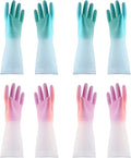 Rubber Dishwashing Gloves for Kitchen 4 Pairs Cleaning Household Dish Washing by YHNNH