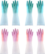 Rubber Dishwashing Gloves for Kitchen 4 Pairs Cleaning Household Dish Washing by YHNNH