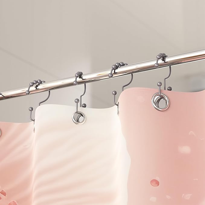 Titanker Shower Curtain Hooks Rings, Rust-Resistant Metal Double Glide Shower - Image 7