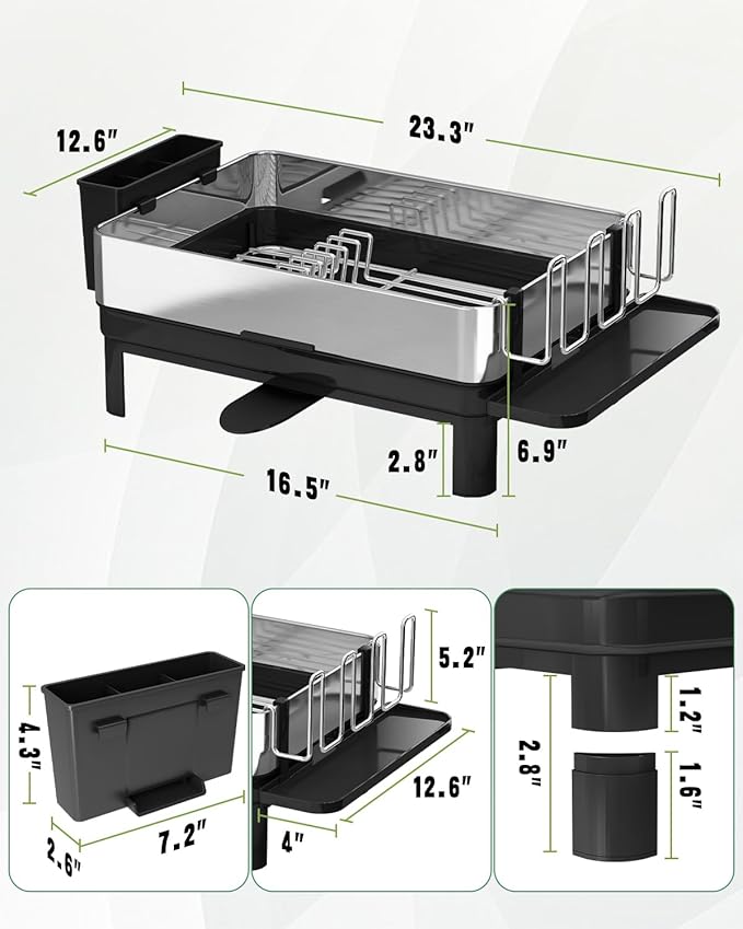 BOOSINY Stainless Steel Dish Drying Rack, Dish Racks - Image 3
