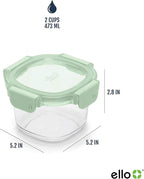Ello Color Lock 2 Cup 6PC, 3 Pack Glass Meal Prep Sets Leak-Proof Glass Food - Image 4