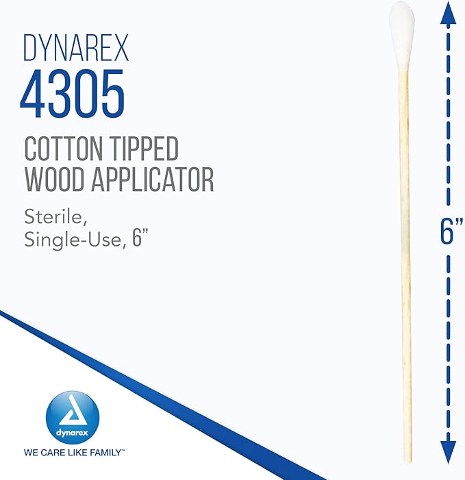 Dynarex 6-Inch Sterile Cotton Tipped Applicators - Image 3