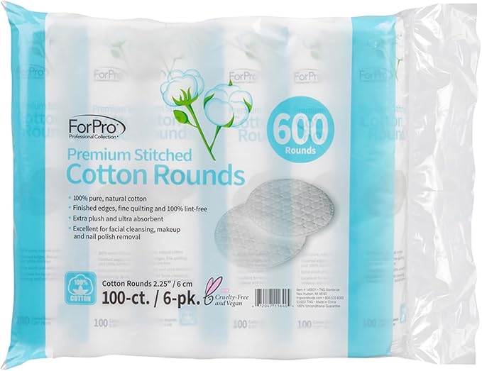 ForPro Premium Stitched Cotton Rounds, 100% Pure Cotton Pads - Image 2