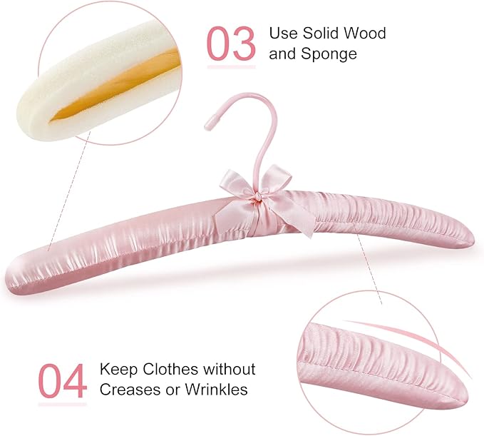 TOPIA HANGER Padded Hangers for Women Clothing, 17-inch Satin Hangers 10 Pack - Image 4