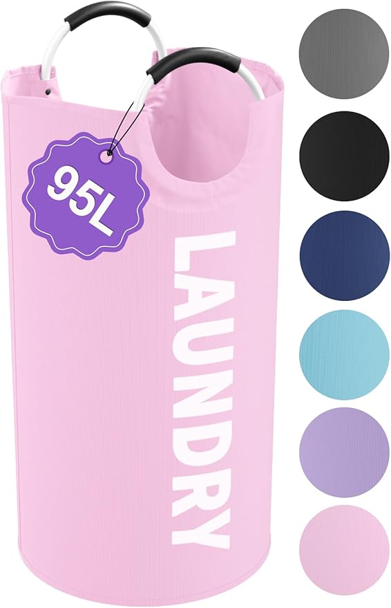 95L Large Laundry Basket with Handles, Foldable Clothes Hampers Stand Up Well by IHOMAGIC