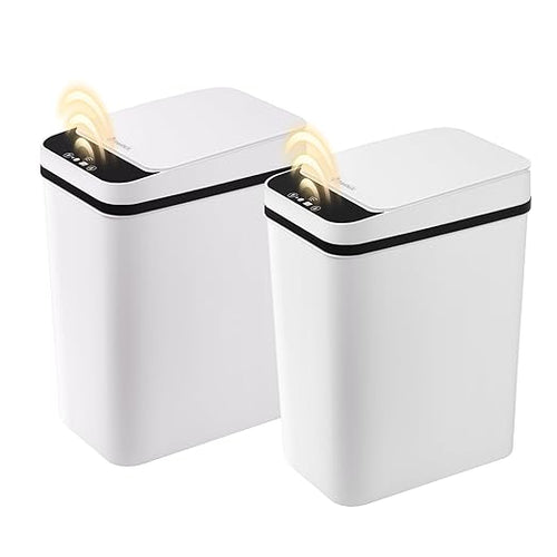 2 Pack Automatic Bathroom Trash Can 2.6 Gallon Smart Touchless Motion Sensor by FocusOnDailynecessities