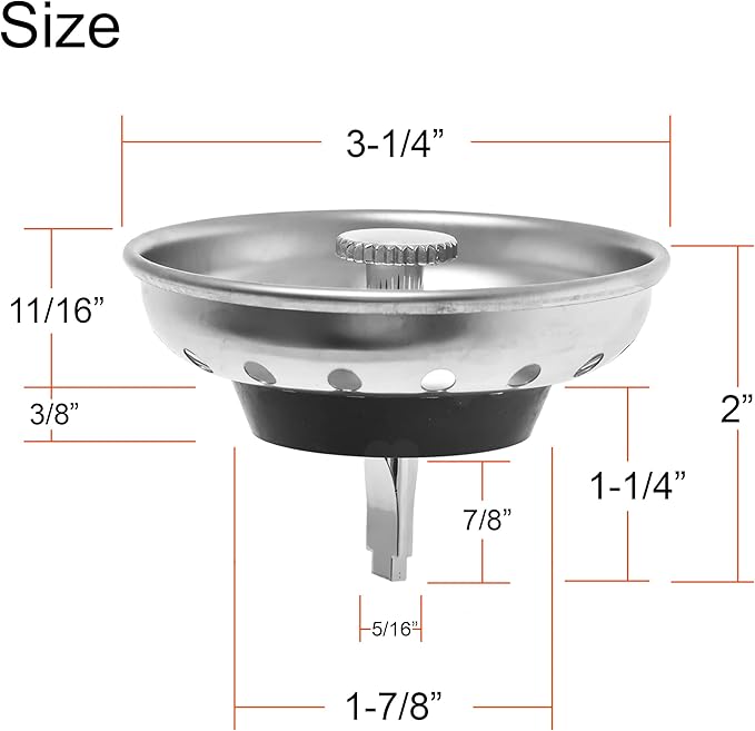 2 Pack - Kitchen Sink Strainer and Stopper Combo Basket Replacement - Image 5