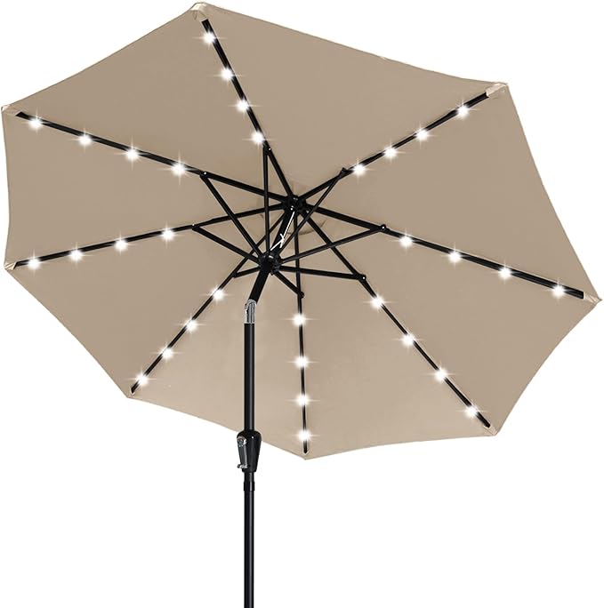 ABCCANOPY Outdoor 11FT Solar Led Patio Umbrellas with 32LED Lights (Tan) by ABCCANOPY