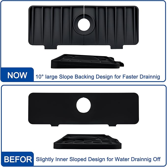 Meiliweser Silicone Faucet Splash Guard Gen 3-10° Large Slope & Adaptable Hole - Image 3