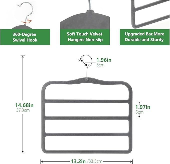 Closet Organizers and Storage, Pants Hangers Space Saving, Velvet Hanger - Image 3