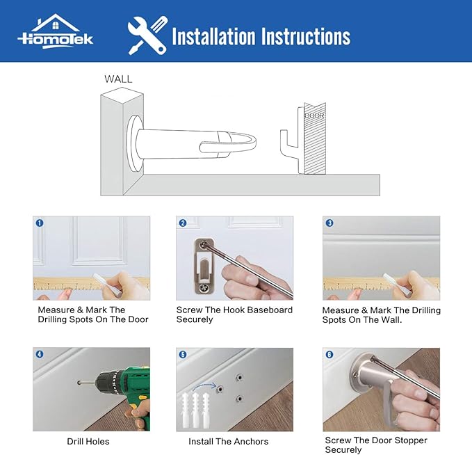 HOMOTEK Heavy Duty Latch Hook Stop Windproof, Door Holder Stopper - Image 4