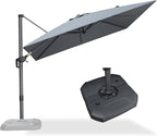 PURPLE LEAF 9 Feet Patio Umbrella with Base Outdoor Cantilever Square Umbrella Aluminum Offset Umbrella with 360-degree Rotation for Garden Deck Pool Patio Light Grey - Image 2