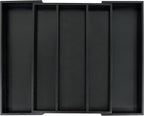 Utoplike Bamboo Drawer Organizer Kitchen Utensils, Adjustable Black Silverware by Utoplike