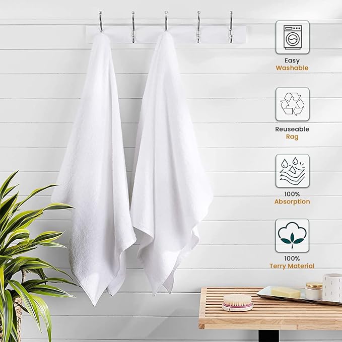 Nabob Wipers Terry Rags 10lb Bulk White Towel Rag Multipurpose 12x12 Inches100% - Image 4