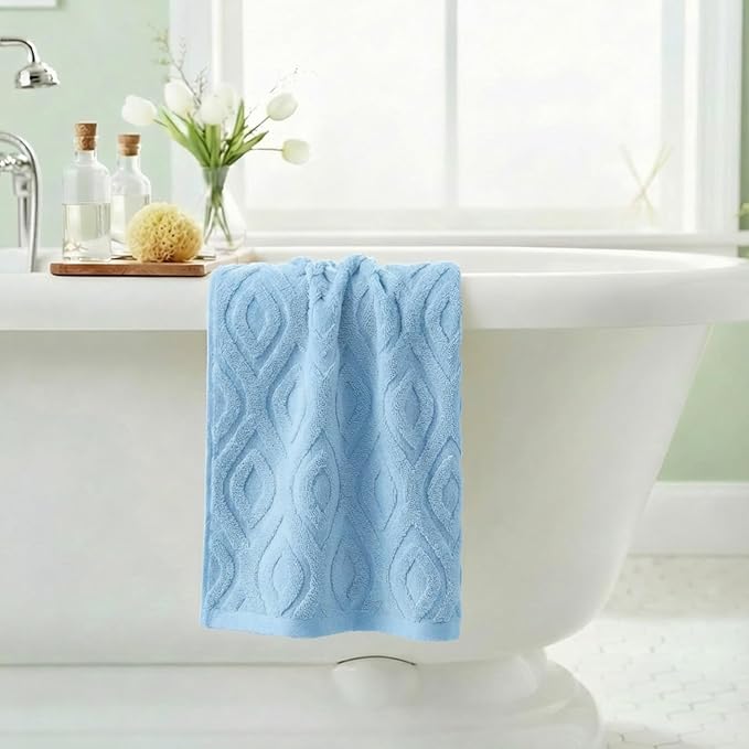 Artoid Mode 1 Pc Light Blue 3D Diamond Grid Jacquard Hand Towels - Image 4