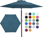 JEAREY 7.5FT Patio Umbrella Outdoor Market Umbrella with 6 Sturdy Ribs, Push Button Tilt/Crank Table Umbrella for Garden, Deck, Backyard and Pool, Lake Blue by JEAREYOutdoorsCollection