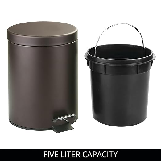 iDesign Round 1.3 Gallon Bathroom Step Trash Can - Image 3