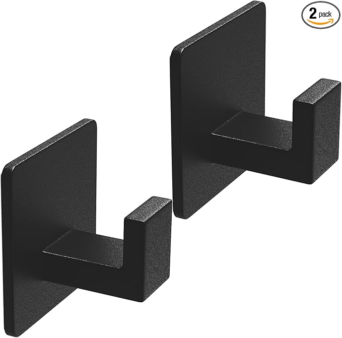 VAEHOLD Adhesive Towel Hooks, Heavy Duty Wall Hooks Aluminum Black Hooks by VAEHOLD