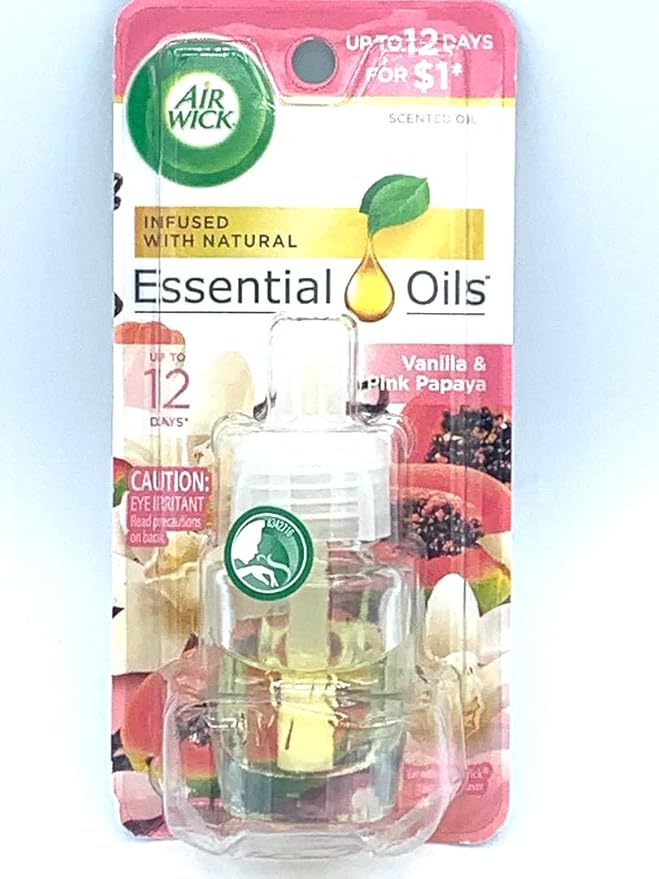 Air Wick Plug in Scented Oil Refill, Vanilla & Pink Papaya, Essential Oils by AirWick