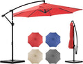 OLIXIS 9.7FT Offset Patio Umbrella with Base, Cantilever Table Umbrellas for Outdoor Sun Shade UV Protection with Easy Tilt Adjustment, 8 Ribs for Backyard, Lawn, Garden, Pool - Red by OLIXIS