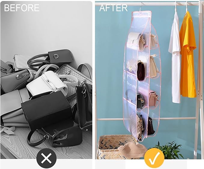 AARAINBOW 1 Pack Hanging Handbag Purse Organizer, 8 Pockets Purse Bag Organizer - Image 6