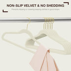 Korpai 50 Pack Beige Velvet Hangers, Coat Hanger Non Slip, Heavy-Duty, Space - Image 3