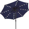 JEAREY 9FT Outdoor Patio Umbrella with Solar Lights, LED Lighted Pool Umbrella with Tilt and Crank, Outdoor Table Umbrellas for Deck, Yard & Market (9ft, Navy Blue) by JEAREYOutdoorsCollection