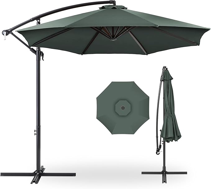 Best Choice Products 10ft Offset Cantilever Hanging Market Patio Umbrella, 8 Sturdy Ribs, Easy Adjustment - Slate by BestChoiceProducts