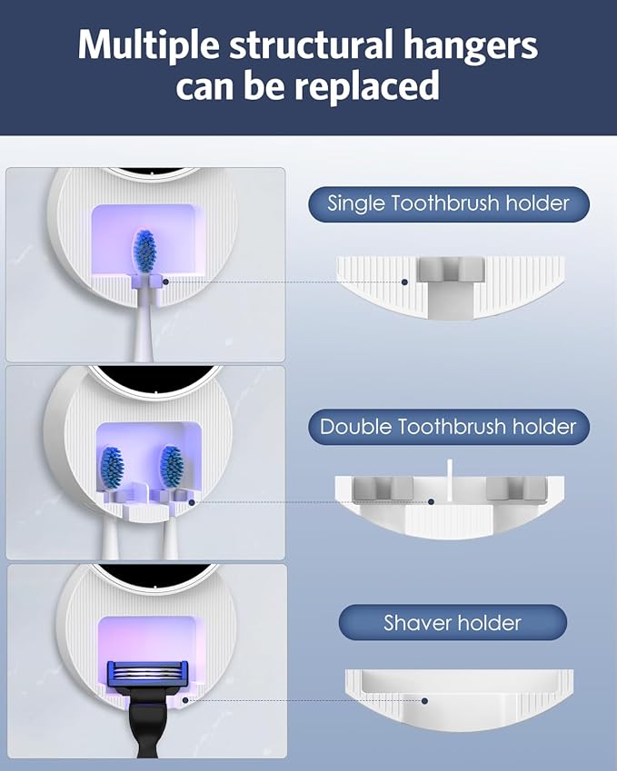 Upgraded UV Toothbrush Cleaner Holder Wall Mounted, Temracha Razor Electric - Image 5