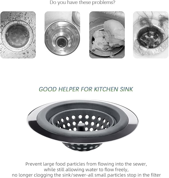 Kitchen Set of 2 Sink Strainers, Flexible Silicone Good Grip Kitchen Sink - Image 3