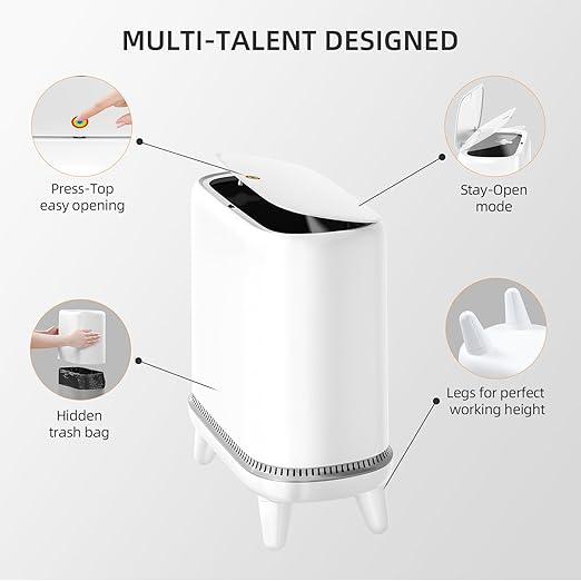 Bathroom Trash Can with Lid, Vacuum Adsorption Small Garbage Can 3.2 Gallon - Image 3