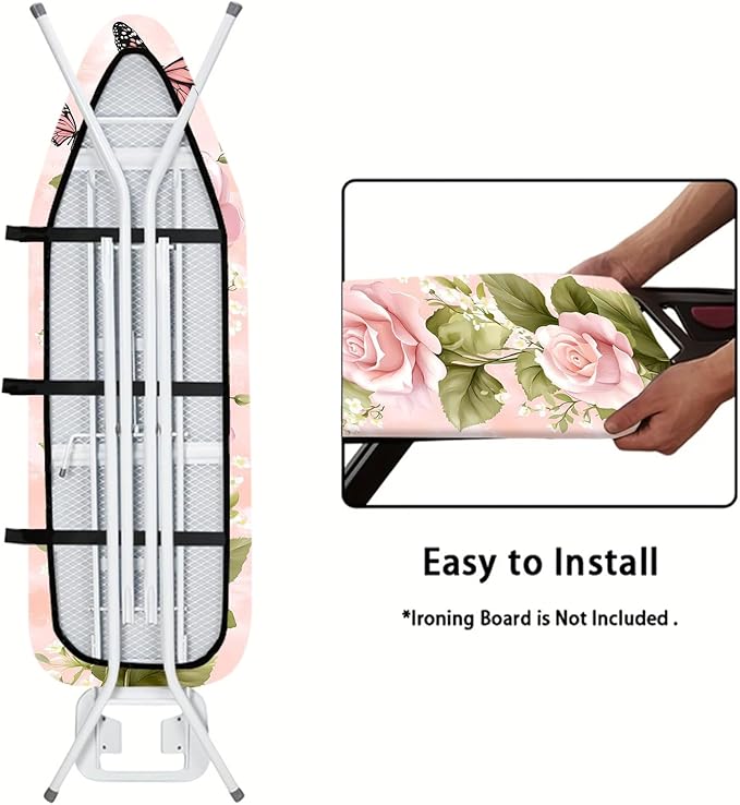 Nuxovilar Pink Roses with Butterflies Ironing Board Cover, This Cover Fits Most - Image 5